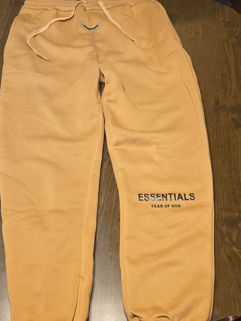 Essentials Tan Sweatpants with Black Logo Size S/M